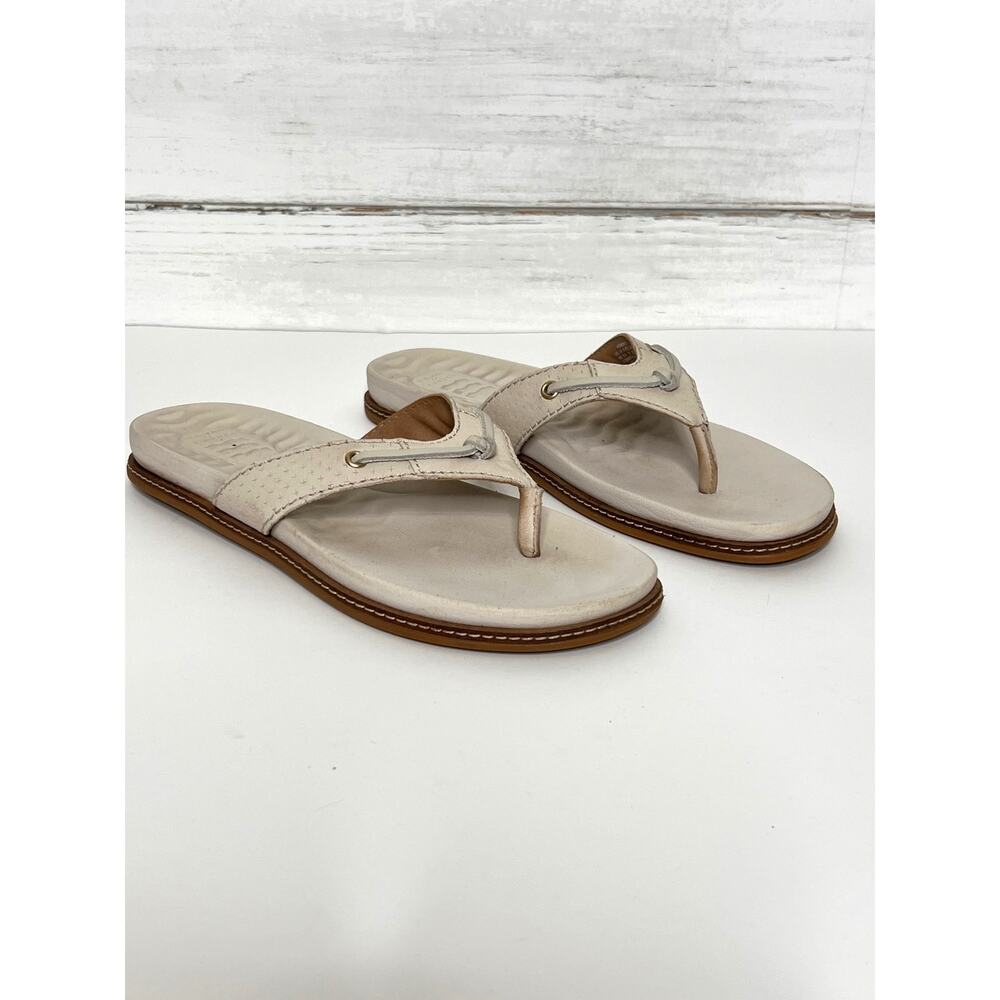 Sperry Plushwave Ivory Flip Flop Sandals Shoe Size 8 Thong Comfort Slides - Picture 2 of 9